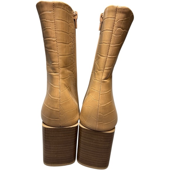 CHINESE LAUNDRY Danica Croc Embossed Bootie Camel Tan Ankle Zip Boots Women's 8 - Picture 4 of 7